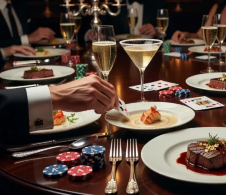 Degustacja fine dining podczas eleganckiego wieczoru pokerowego