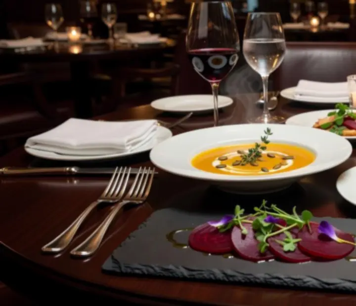 Artystycznie podane gourmet dania na eleganckiej zastawie